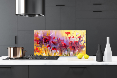 Kitchen Splashback Flowers art multi