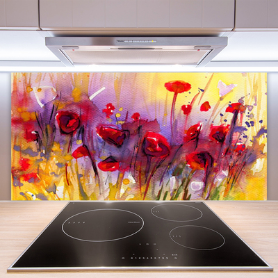 Kitchen Splashback Flowers art multi