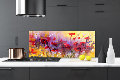 Kitchen Splashback Flowers art multi