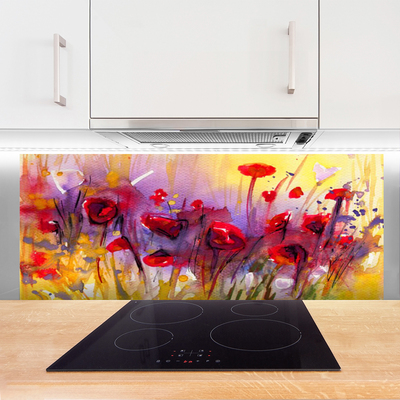 Kitchen Splashback Flowers art multi