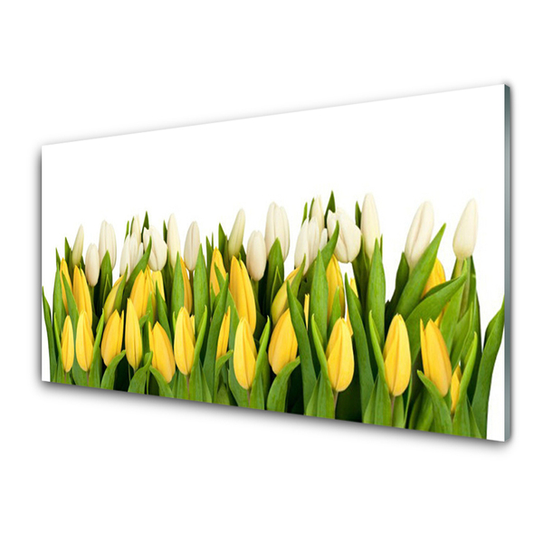 Kitchen Splashback Tulips floral yellow green