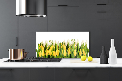 Kitchen Splashback Tulips floral yellow green