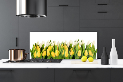 Kitchen Splashback Tulips floral yellow green