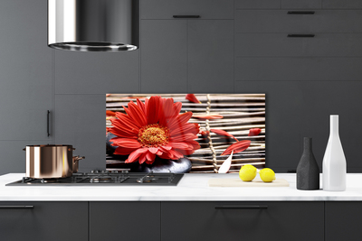 Kitchen Splashback Flower floral red yellow