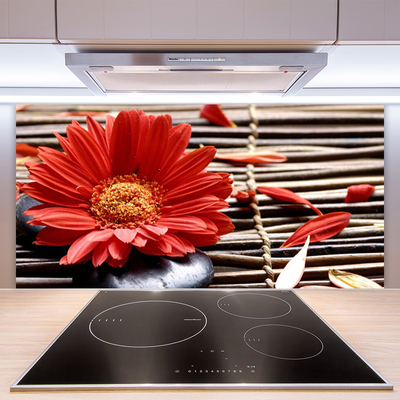 Kitchen Splashback Flower floral red yellow