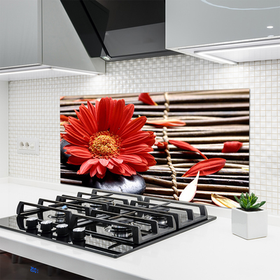 Kitchen Splashback Flower floral red yellow