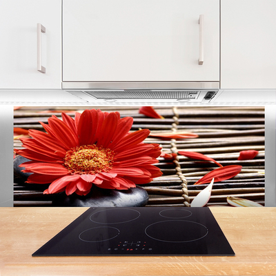 Kitchen Splashback Flower floral red yellow