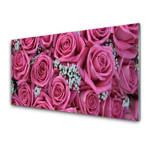 Kitchen Splashback Roses floral pink