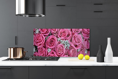 Kitchen Splashback Roses floral pink