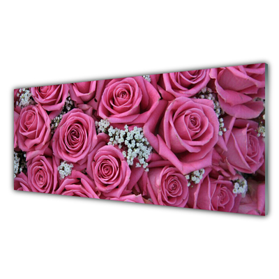 Kitchen Splashback Roses floral pink