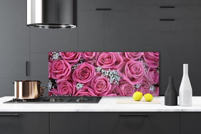 Kitchen Splashback Roses floral pink