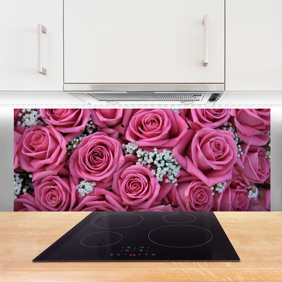 Kitchen Splashback Roses floral pink