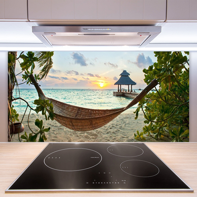 Kitchen Splashback Beach hammock landscape brown green