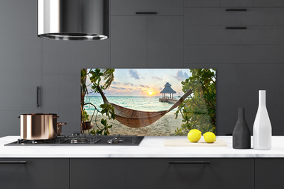 Kitchen Splashback Beach hammock landscape brown green