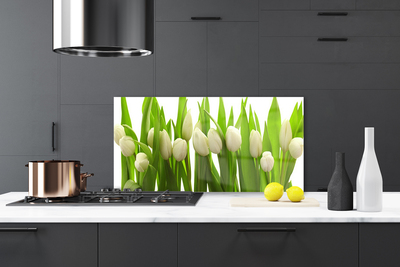 Kitchen Splashback Tulips floral white green