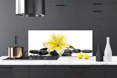 Kitchen Splashback Flower stones art white green black