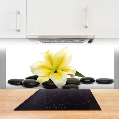 Kitchen Splashback Flower stones art white green black