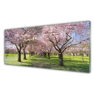 Kitchen Splashback Footpath trees nature brown green pink