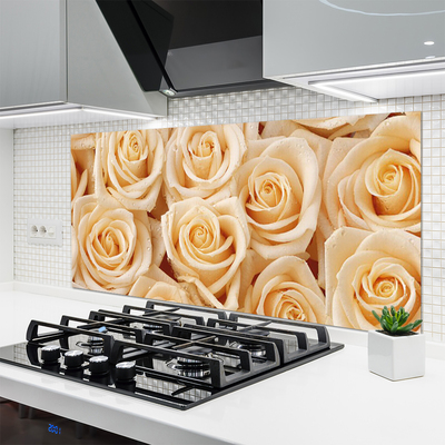 Kitchen Splashback Roses floral yellow