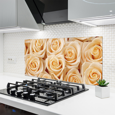 Kitchen Splashback Roses floral yellow