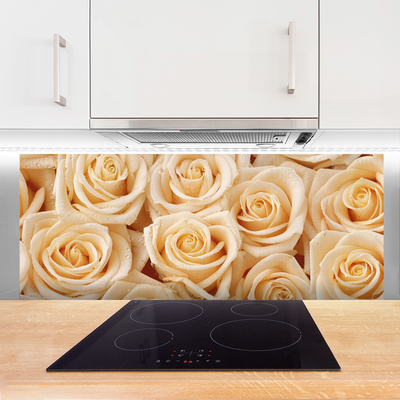 Kitchen Splashback Roses floral yellow