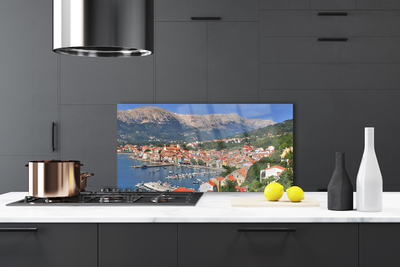 Kitchen Splashback City mountain sea landscape multi