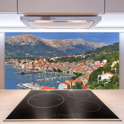 Kitchen Splashback City mountain sea landscape multi