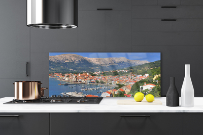 Kitchen Splashback City mountain sea landscape multi