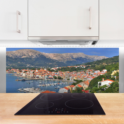 Kitchen Splashback City mountain sea landscape multi