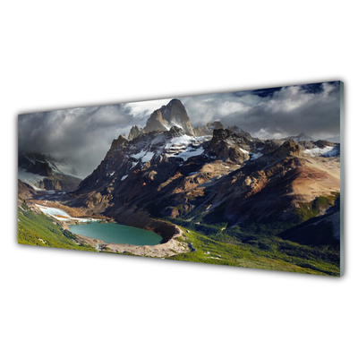 Kitchen Splashback Mountain bay landscape brown green grey