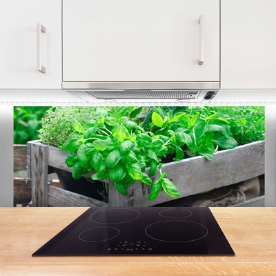 Kitchen Splashback Leaves floral green