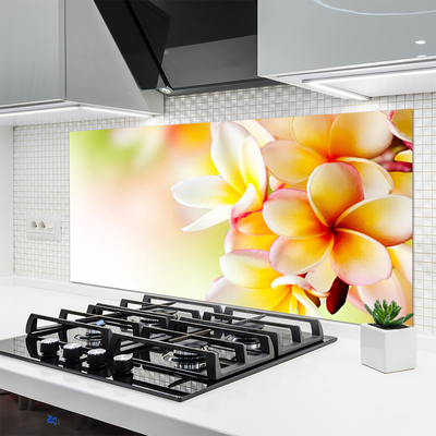 Kitchen Splashback Flowers floral green red white