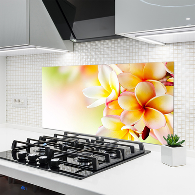 Kitchen Splashback Flowers floral green red white