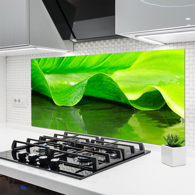 Kitchen Splashback Leaf floral green