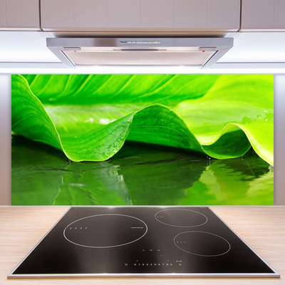 Kitchen Splashback Leaf floral green