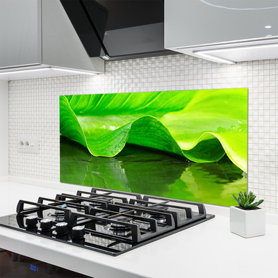 Kitchen Splashback Leaf floral green