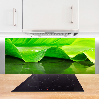 Kitchen Splashback Leaf floral green