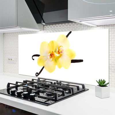 Kitchen Splashback Flowers floral white yellow brown