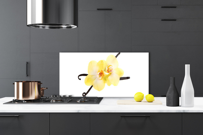 Kitchen Splashback Flowers floral white yellow brown