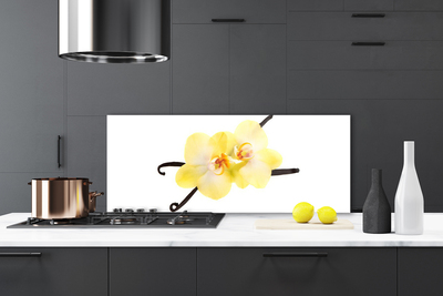 Kitchen Splashback Flowers floral white yellow brown