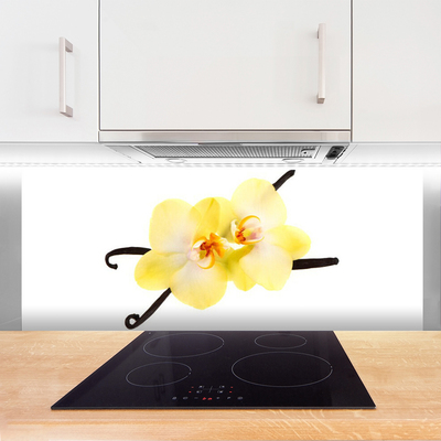 Kitchen Splashback Flowers floral white yellow brown