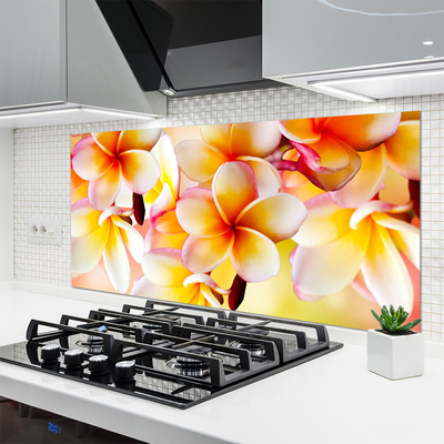 Kitchen Splashback Flowers floral red green white