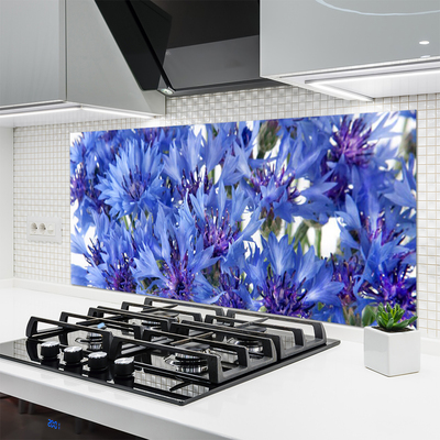 Kitchen Splashback Flowers floral purple