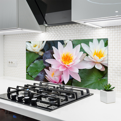 Kitchen Splashback Flowers floral yellow pink