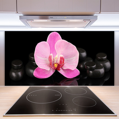 Kitchen Splashback Flower stones floral pink black