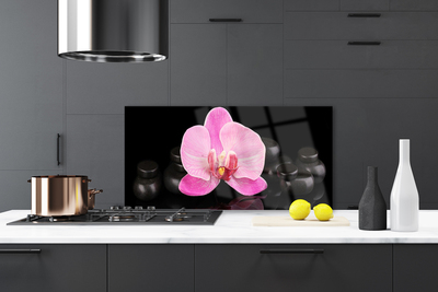 Kitchen Splashback Flower stones floral pink black