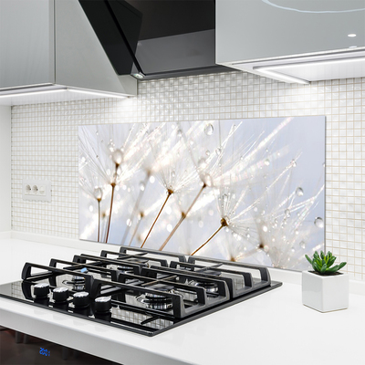 Kitchen Splashback Dandelion floral white