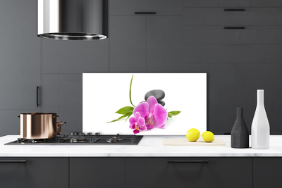 Kitchen Splashback Flower stones floral pink black