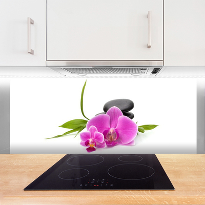 Kitchen Splashback Flower stones floral pink black