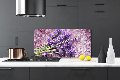 Kitchen Splashback Flowers floral purple